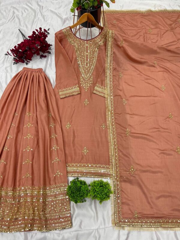 Top-Bottom And Dupatta Set  Ready To Wear - Image 3