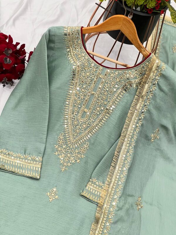 Top-Bottom And Dupatta Set  Ready To Wear - Image 6