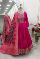Treditional Gown-Pent Dupatta Set Fully Stitched Ready To Wear