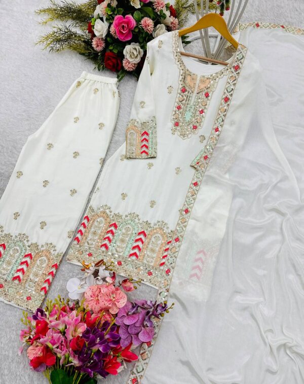 Top-Palzzo with Dupatta Set Fully Stitched Ready To Wear - Image 3