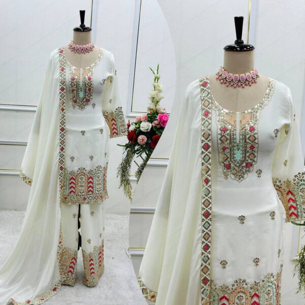 Top-Palzzo with Dupatta Set Fully Stitched Ready To Wear - Image 2
