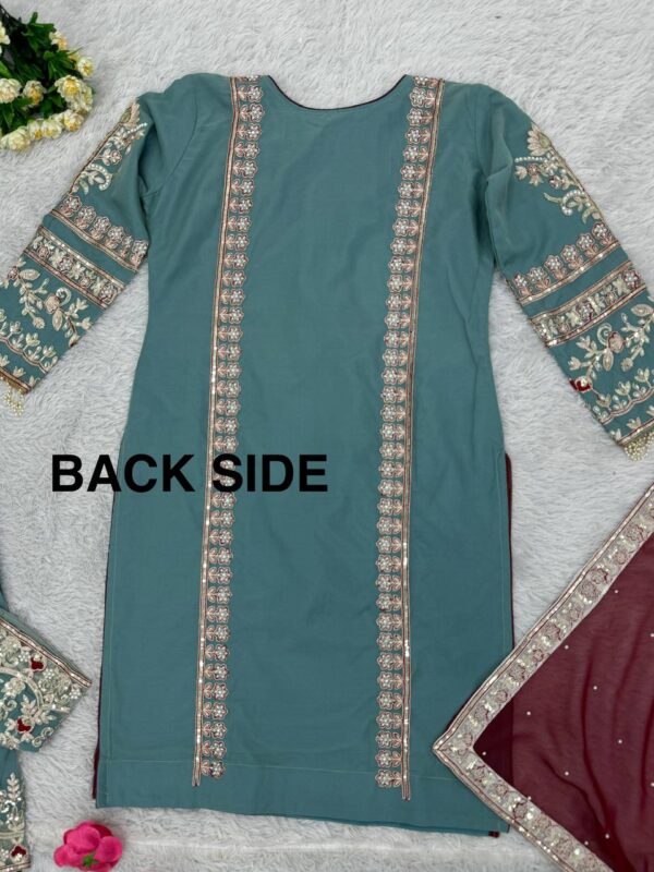 NEW DESIGNER  HEAVY HAND WORK PAKISTANI SUIT SET - Image 4