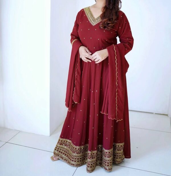 Gown -Pent  Dupatta Set Fully Stitched Ready To Wear