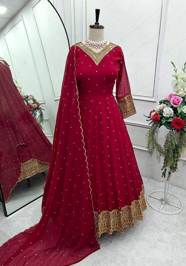 Gown -Pent  Dupatta Set Fully Stitched Ready To Wear - Image 2