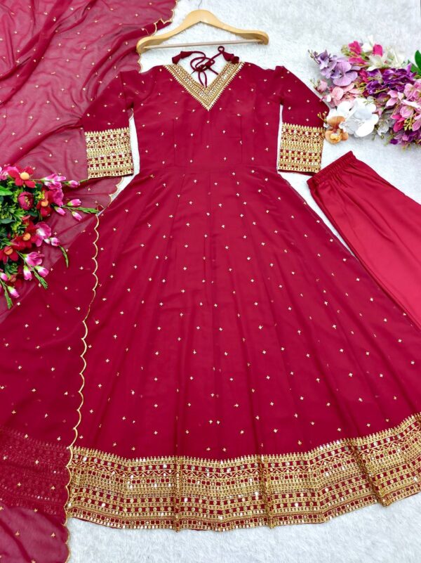 Gown -Pent  Dupatta Set Fully Stitched Ready To Wear - Image 4