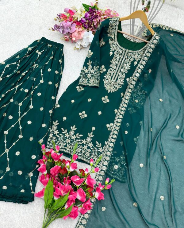 Pure Fox Georgette Gown Pent and Dupatta Set Fully Stitched - Image 4