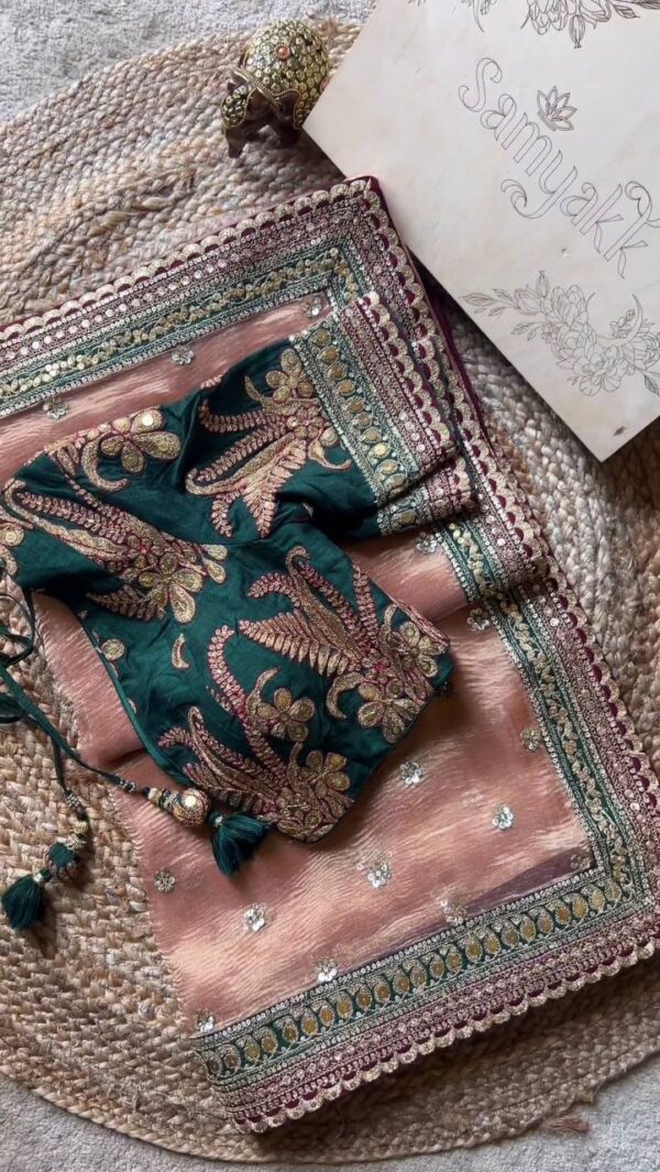 Designer Saree on Twil Net Febric with  blouse - Image 2