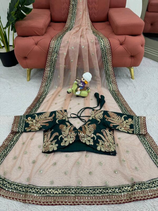 Designer Saree on Twil Net Febric with  blouse - Image 5