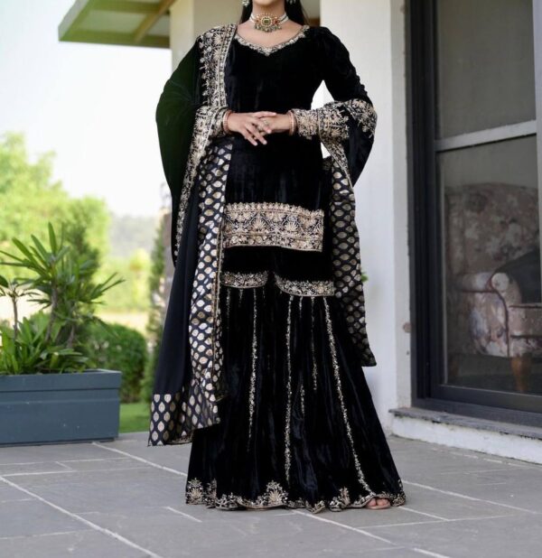 Top-Sharara and Dupatta With Heavy Embroidery Sequence Work