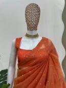 HEAVY DESIGNER PARTY WEAR SAREE WITH FANCY BLOUSE