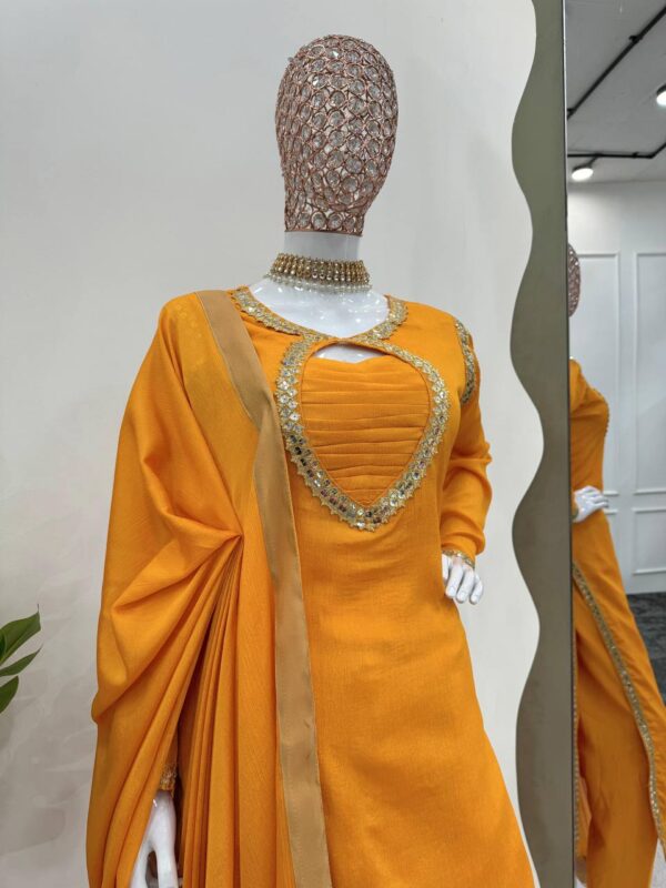 New Designer Neck Kurti Pant With dupatta - Image 2