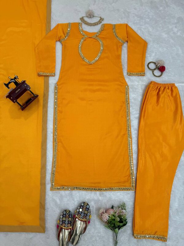 New Designer Neck Kurti Pant With dupatta - Image 4