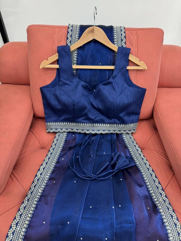 Designer Saree on Havy Organza Silk Febric with blouse - Image 4