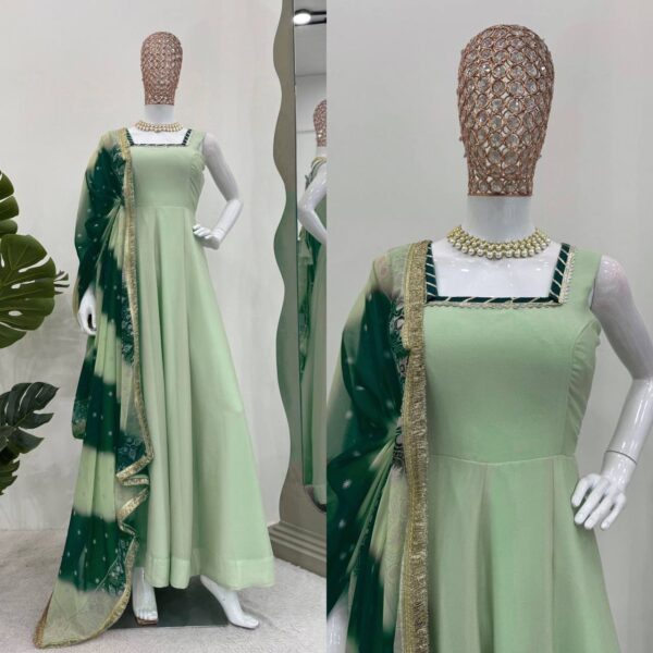 Designer Gown on Heavy Star Georgette febric and Fancy Dupatta With pant - Image 3