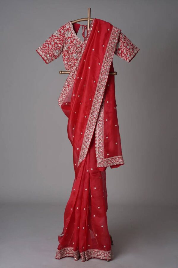 Designer Saree with Thred & Sequnce work and blouse - Image 7