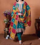 Party Wear Chinon Silk fabric Top Plazzo And Dupatta