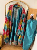 Party Wear Chinon Silk fabric Top Plazzo And Dupatta
