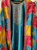 Party Wear Chinon Silk fabric Top Plazzo And Dupatta