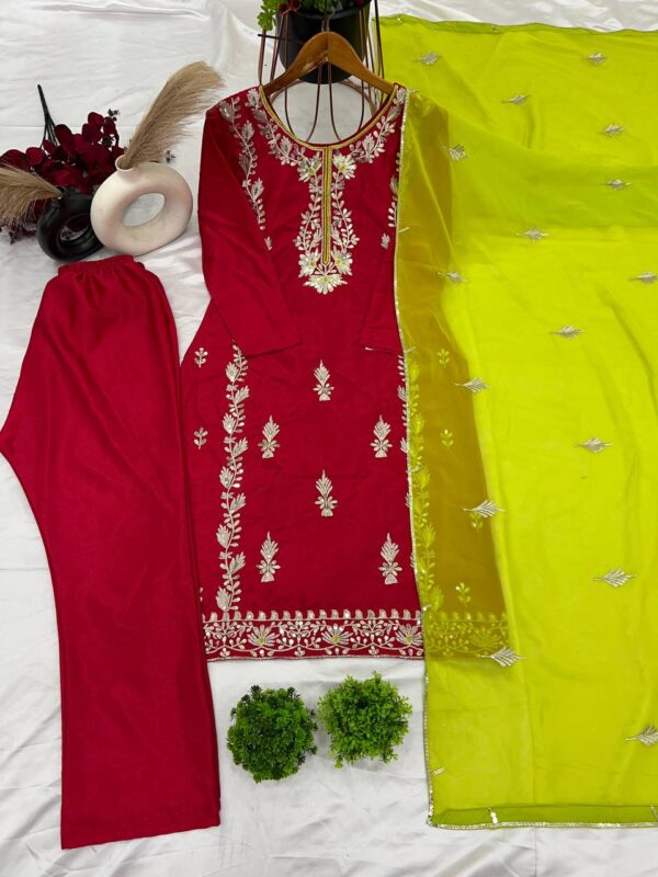 Party Wear Look Top-Dupatta and Fully Stiched Bottom - Image 3