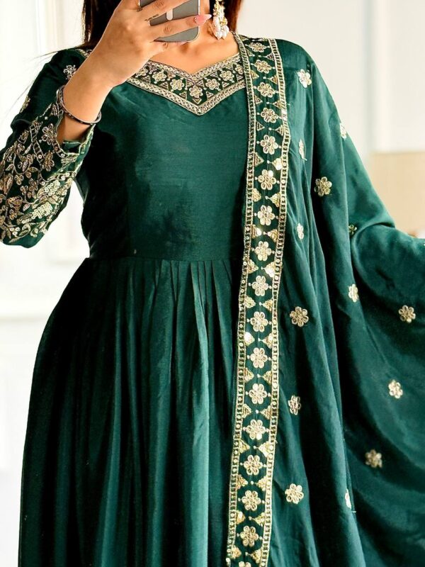 Gown-Pent Dupatta Set Fully Stitched Ready To Wear - Image 2