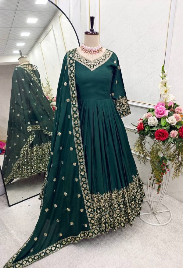 Gown-Pent Dupatta Set Fully Stitched Ready To Wear - Image 3