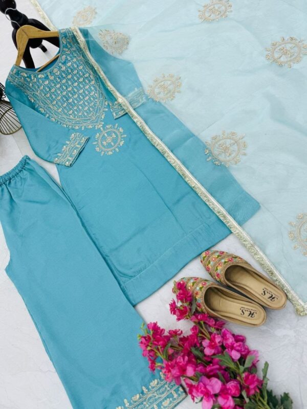 New Designer Party Top Sharara & Dupatta Set - Image 3