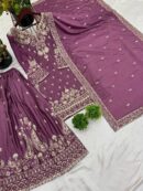 New Design Party Wear Look Top-Plazzo and Dupatta With Heavy Embroidery Work