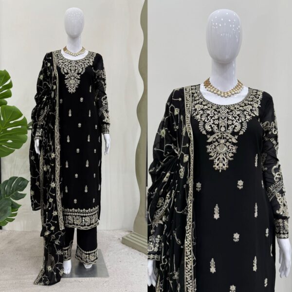 Suit on Faux Georgette febric with Inner and Coding & Sequnce work with Pearl work