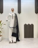 Farsi Salwar Suit Roman Silk Fabric Top And Pant With Organza Dupatta