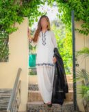 Farsi Salwar Suit Roman Silk Fabric Top And Pant With Organza Dupatta