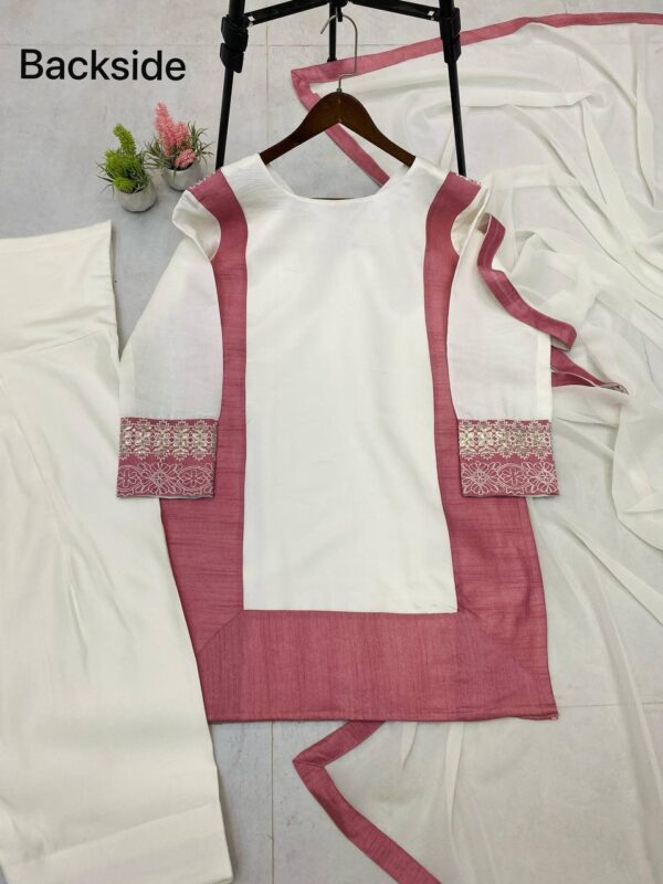 Kurta And Farshi Salwaar Set With  Dupatta With Sequence Embroidery Work - Image 3