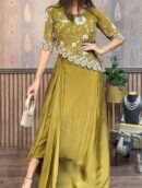 Indo-western Draped Side Plated Dhoti With Fancy Up And Down Top