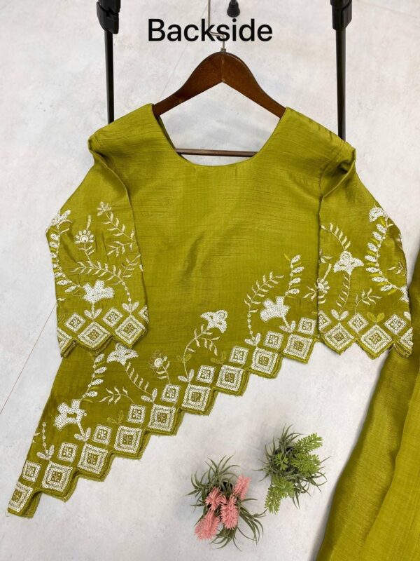 Indo-western Draped Side Plated Dhoti With Fancy Up And Down Top - Image 5