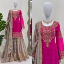 Suit on Faux Georgette febric with Inner and Coding & Sequnce work with Pearl work and Sharara