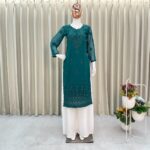 SUMMER  TOP WITH COTTON THREAD EMBROIDERED WORK AND  PLAZO - Light Blue