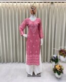 SUMMER  TOP WITH COTTON THREAD EMBROIDERED WORK AND  PLAZO