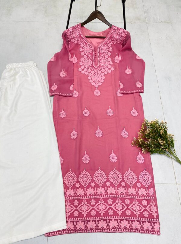 SUMMER  TOP WITH COTTON THREAD EMBROIDERED WORK AND  PLAZO - Image 5