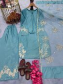 Natural Crepe Top & Palazzo With Dupatta set
